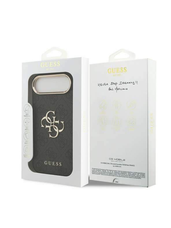 Guess Guess PU Leather 4G Metal Logo Gold Frame Zadný Kryt pre iPhone Air Black
