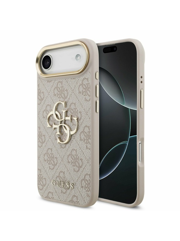 Guess Guess PU Leather 4G Metal Logo Gold Frame Zadný Kryt pre iPhone Air Pink