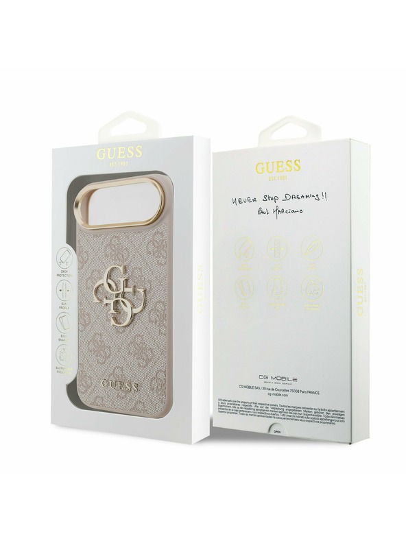 Guess Guess PU Leather 4G Metal Logo Gold Frame Zadný Kryt pre iPhone Air Pink