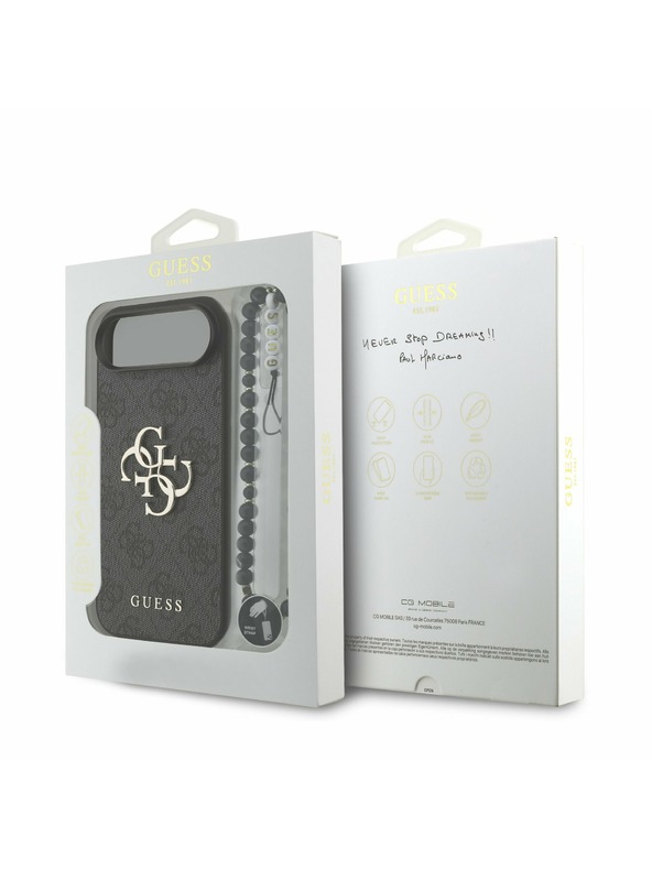 Guess Guess PU 4G Metal Logo Popruh Zadný Kryt pre iPhone Air Black