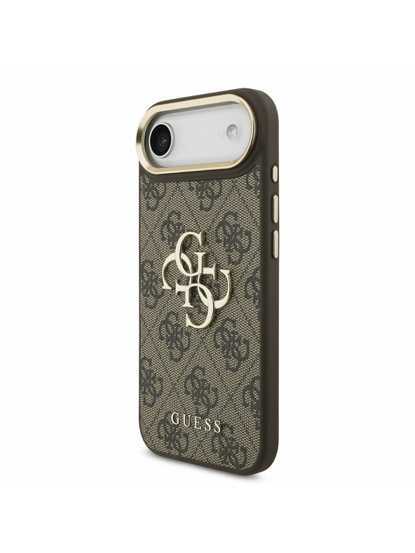 Guess Guess PU Leather 4G Metal Logo Gold Frame Zadný Kryt pre iPhone Air Brown