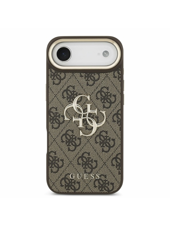 Guess Guess PU Leather 4G Metal Logo Gold Frame Zadný Kryt pre iPhone Air Brown