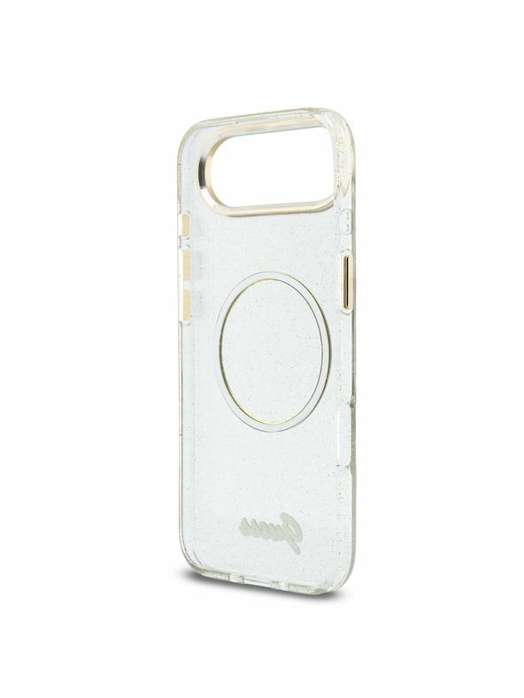 Guess Guess IML Glitter Script Popruh MagSafe Zadný Kryt pre iPhone Air Transparent