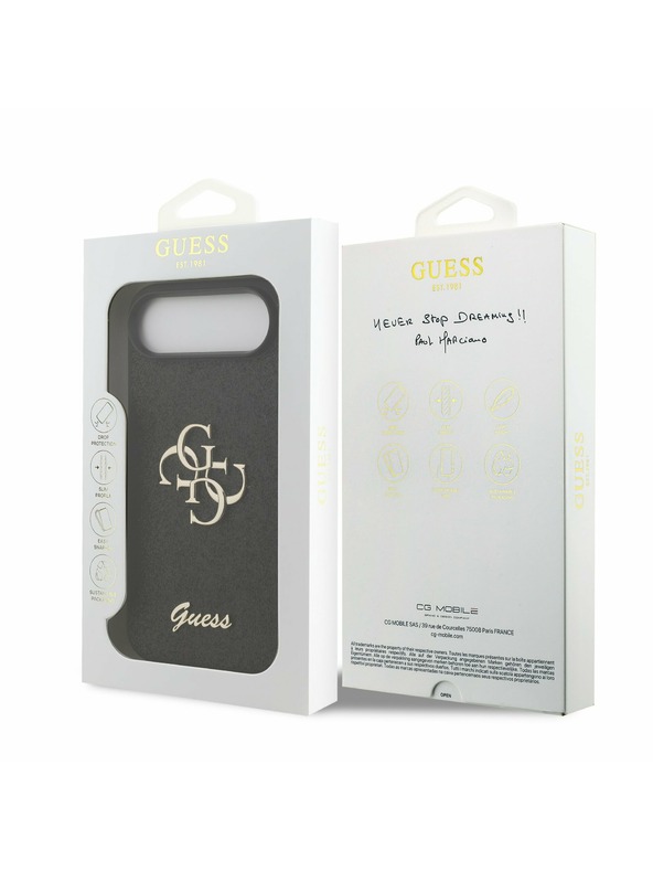 Guess Guess PU Fixed Glitter 4G Metal Logo Zadný Kryt pre iPhone Air Black