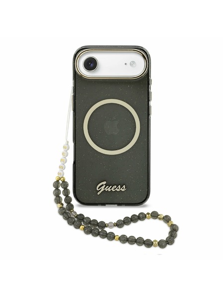 Guess Guess IML Glitter Script Popruh MagSafe Zadný Kryt pre iPhone Air Black