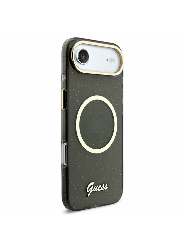 Guess Guess IML Glitter Script Popruh MagSafe Zadný Kryt pre iPhone Air Black