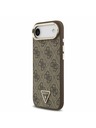 Guess Guess PU Leather 4G Strass Triangle Logo Gold Frame MagSafe Zadný Kryt pre iPhone Air Brown