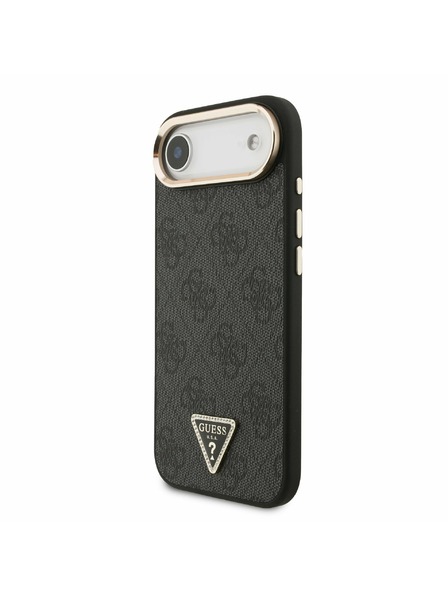Guess Guess PU Leather 4G Strass Triangle Logo Gold Frame MagSafe Zadný Kryt pre iPhone Air Black