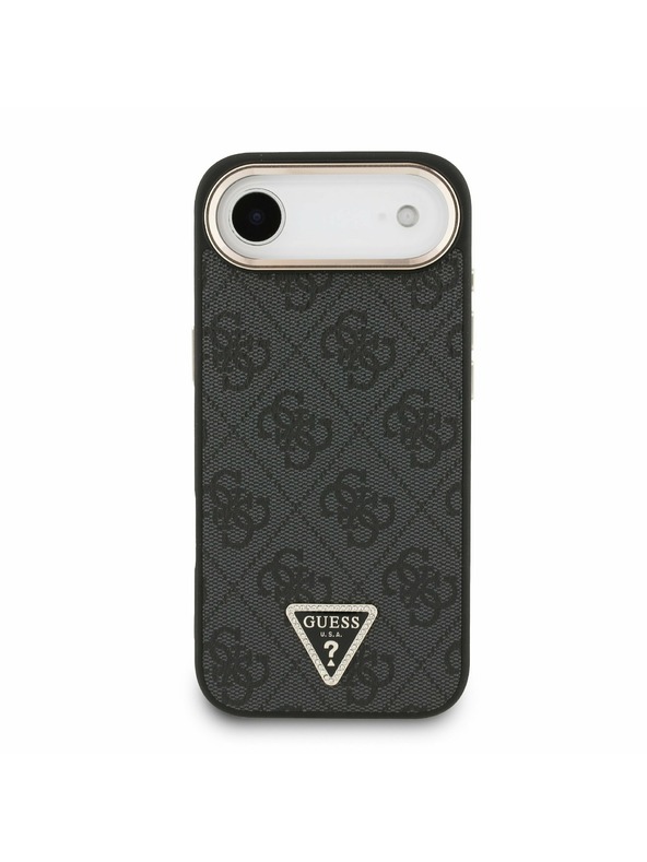 Guess Guess PU Leather 4G Strass Triangle Logo Gold Frame MagSafe Zadný Kryt pre iPhone Air Black