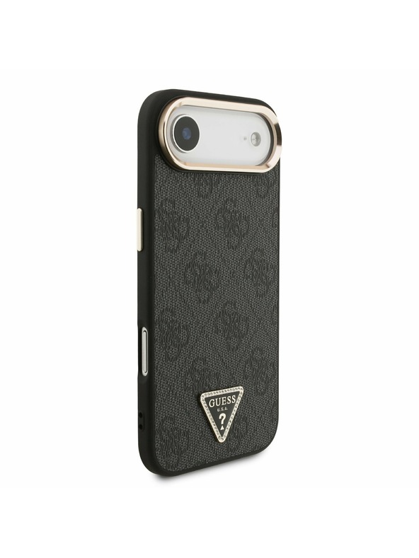 Guess Guess PU Leather 4G Strass Triangle Logo Gold Frame MagSafe Zadný Kryt pre iPhone Air Black