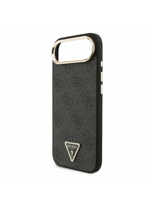 Guess Guess PU Leather 4G Strass Triangle Logo Gold Frame MagSafe Zadný Kryt pre iPhone Air Black