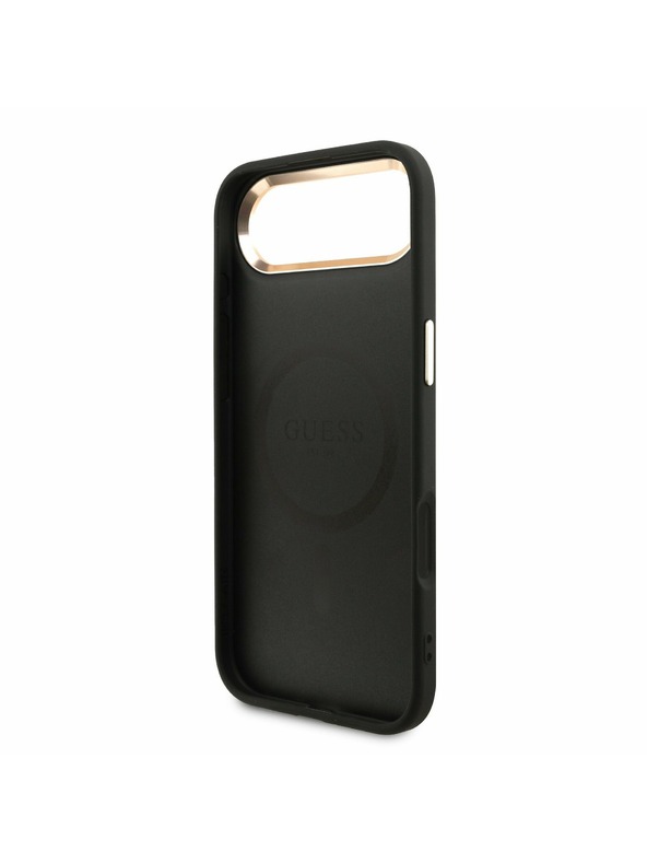 Guess Guess PU Leather 4G Strass Triangle Logo Gold Frame MagSafe Zadný Kryt pre iPhone Air Black