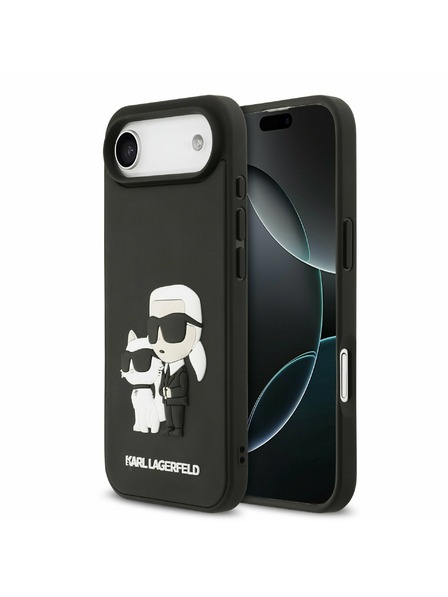 Karl Lagerfeld Karl Lagerfeld 3D Rubber Karl and Choupette Zadný Kryt pre iPhone Air Black