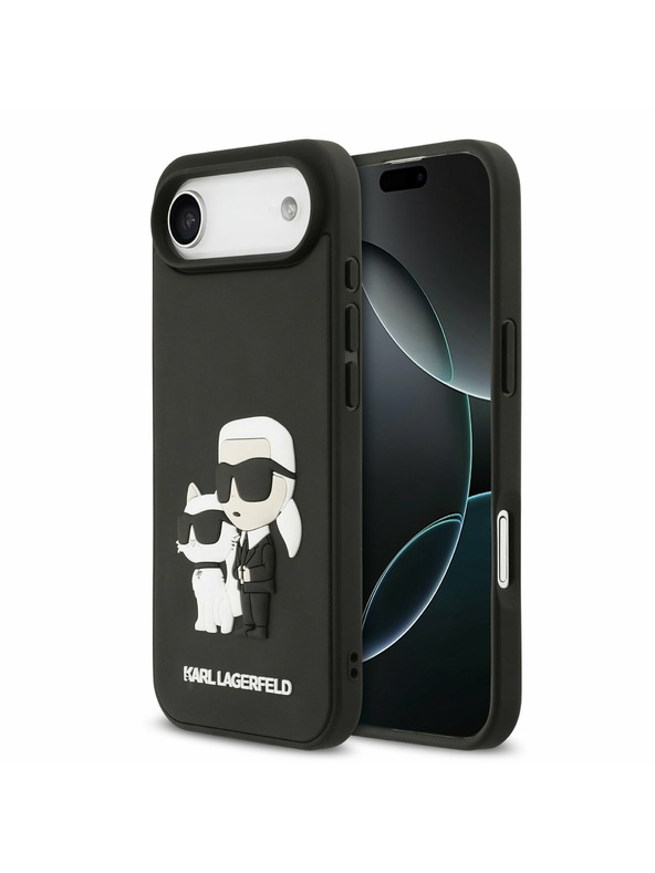 Karl Lagerfeld Karl Lagerfeld 3D Rubber Karl and Choupette Zadný Kryt pre iPhone Air Black