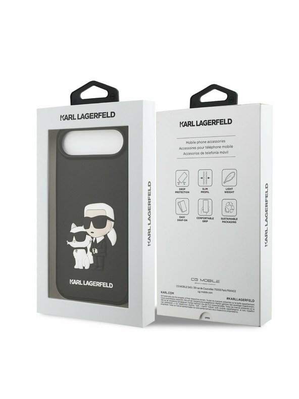 Karl Lagerfeld Karl Lagerfeld 3D Rubber Karl and Choupette Zadný Kryt pre iPhone Air Black