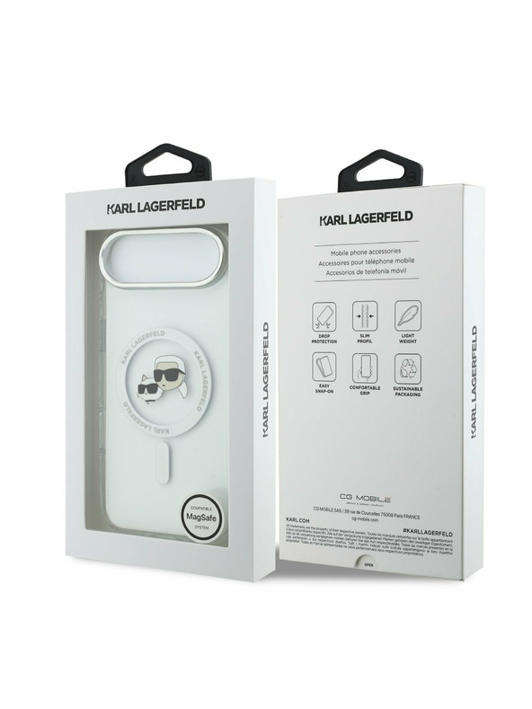 Karl Lagerfeld Karl Lagerfeld IML K&CH Heads Metal Frame MagSafe Zadný Kryt pre iPhone Air Transparent