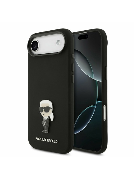 Karl Lagerfeld Karl Lagerfeld Liquid Silicone Metal Ikonik Zadný Kryt pre iPhone Air Black