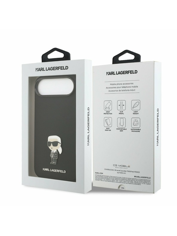 Karl Lagerfeld Karl Lagerfeld Liquid Silicone Metal Ikonik Zadný Kryt pre iPhone Air Black