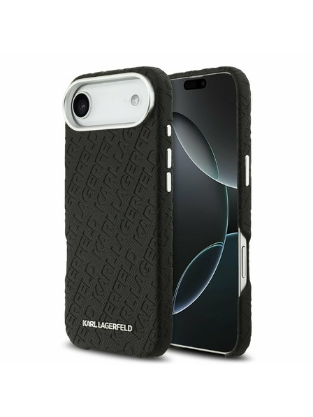 Karl Lagerfeld Karl Lagerfeld Grained PU Repeated Logo MagSafe Zadný Kryt pre iPhone Air Black