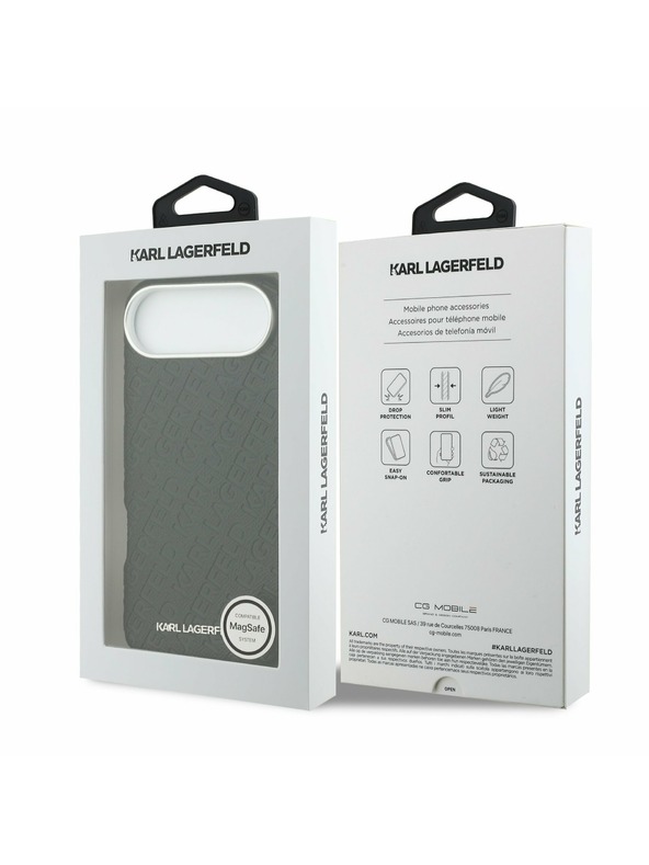 Karl Lagerfeld Karl Lagerfeld Grained PU Repeated Logo MagSafe Zadný Kryt pre iPhone Air Black