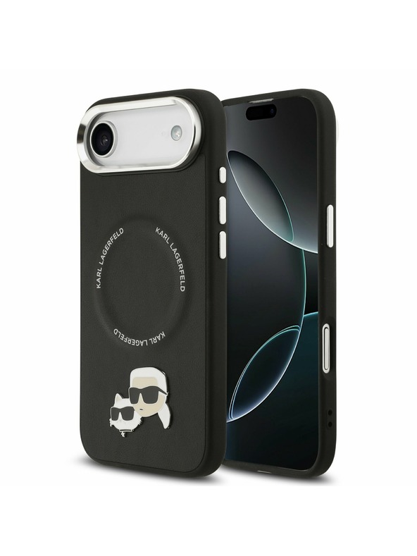 Karl Lagerfeld Karl Lagerfeld PU Karl and Choupette Heads Pins MagSafe Zadný Kryt pre iPhone Air Black