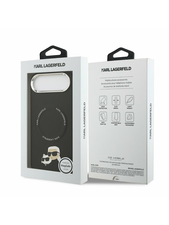Karl Lagerfeld Karl Lagerfeld PU Karl and Choupette Heads Pins MagSafe Zadný Kryt pre iPhone Air Black