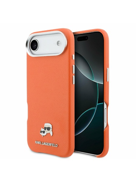 Karl Lagerfeld Karl Lagerfeld PU Karl and Choupette Heads Pins MagSafe Zadný Kryt pre iPhone Air Orange