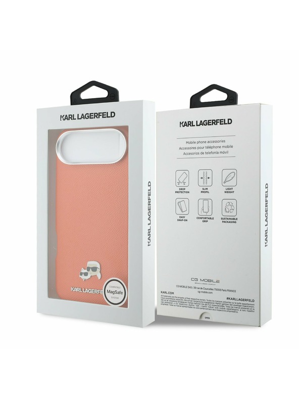 Karl Lagerfeld Karl Lagerfeld PU Karl and Choupette Heads Pins MagSafe Zadný Kryt pre iPhone Air Orange