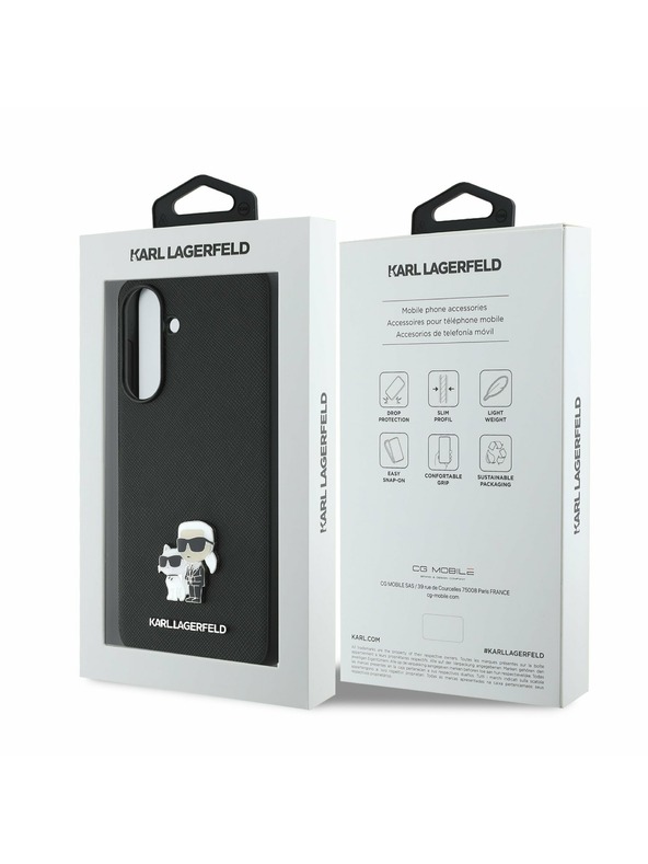 Karl Lagerfeld Karl Lagerfeld PU Saffiano Metal Karl and Choupette Zadný Kryt pre Samsung Galaxy A36 Black