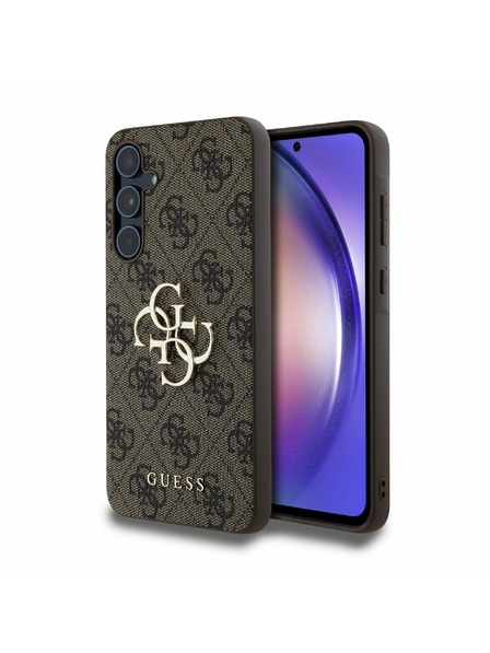 Guess Guess PU 4G Metal Logo Zadný Kryt pre Samsung Galaxy A55 5G Brown