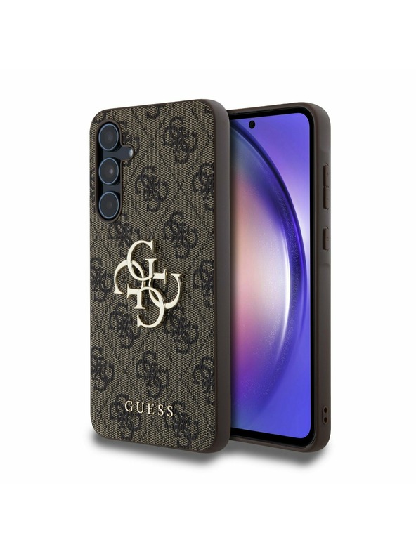 Guess Guess PU 4G Metal Logo Zadný Kryt pre Samsung Galaxy A55 5G Brown