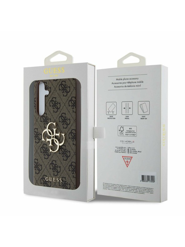 Guess Guess PU 4G Metal Logo Zadný Kryt pre Samsung Galaxy A55 5G Brown