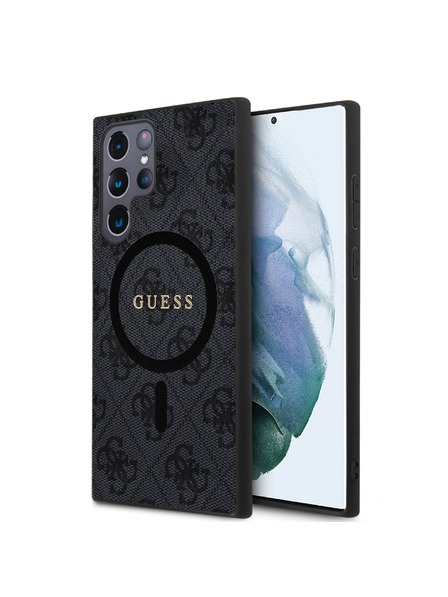 Guess Guess PU Leather 4G Colored Ring MagSafe Zadný Kryt pre Samsung Galaxy S24 Ultra Black