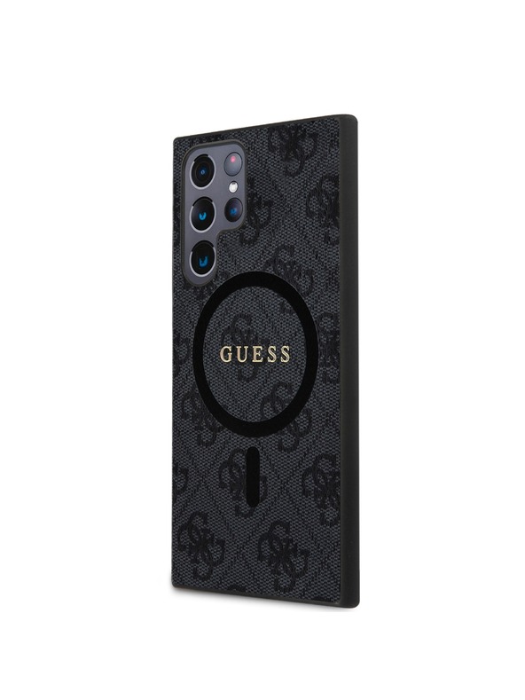 Guess Guess PU Leather 4G Colored Ring MagSafe Zadný Kryt pre Samsung Galaxy S24 Ultra Black