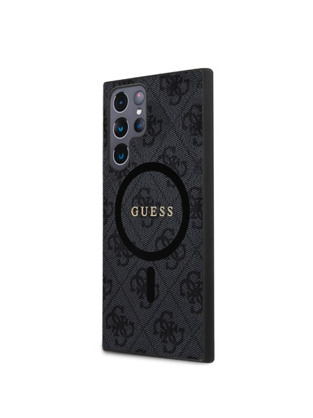 Guess Guess PU Leather 4G Colored Ring MagSafe Zadný Kryt pre Samsung Galaxy S24 Ultra Black