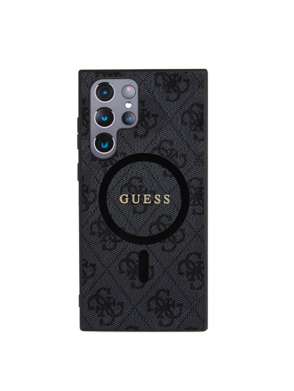 Guess Guess PU Leather 4G Colored Ring MagSafe Zadný Kryt pre Samsung Galaxy S24 Ultra Black