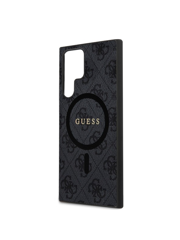 Guess Guess PU Leather 4G Colored Ring MagSafe Zadný Kryt pre Samsung Galaxy S24 Ultra Black