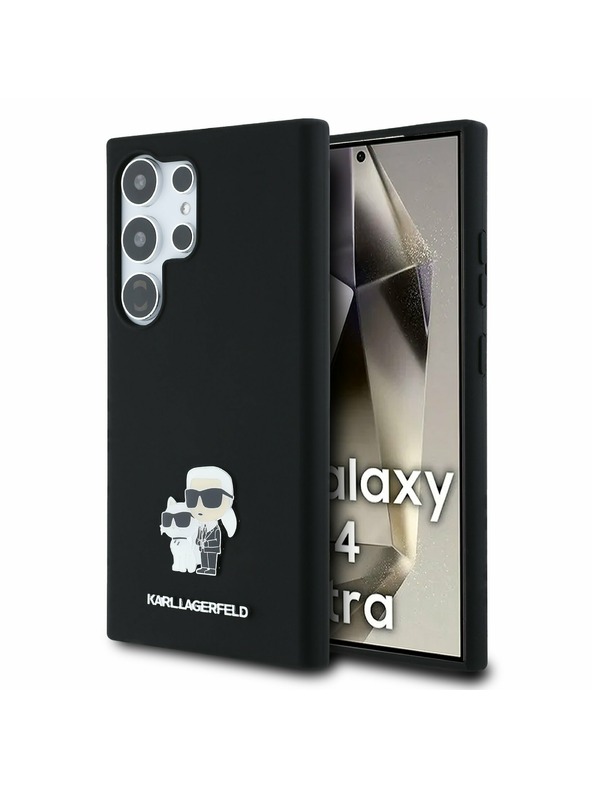 Karl Lagerfeld Karl Lagerfeld Liquid Silicone Metal Karl and Choupette Zadný Kryt pre Samsung Galaxy S24 Ultra Black
