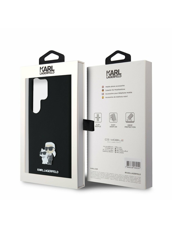 Karl Lagerfeld Karl Lagerfeld Liquid Silicone Metal Karl and Choupette Zadný Kryt pre Samsung Galaxy S24 Ultra Black