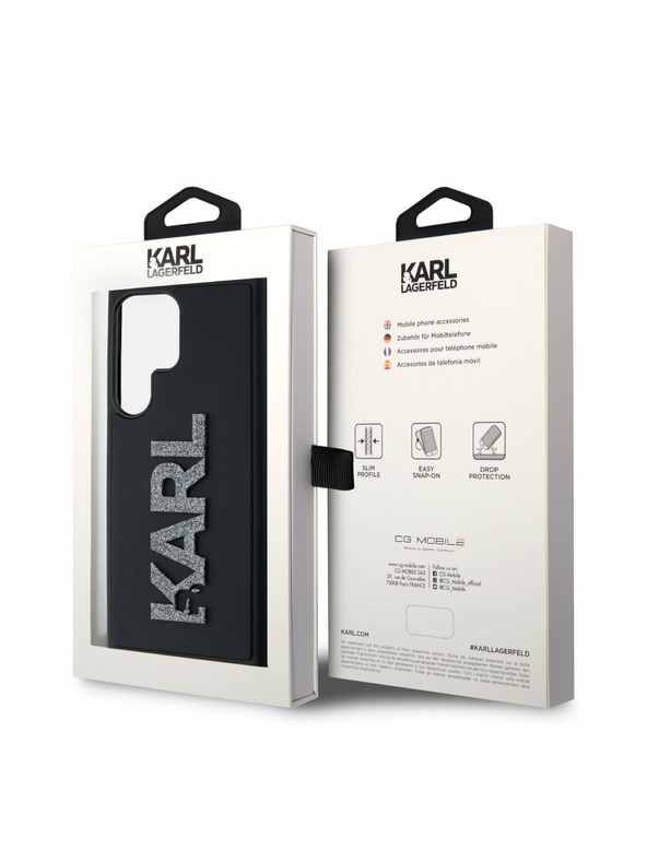 Karl Lagerfeld Karl Lagerfeld 3D Rubber Glitter Logo Zadný Kryt pre Samsung Galaxy S24 Ultra Black