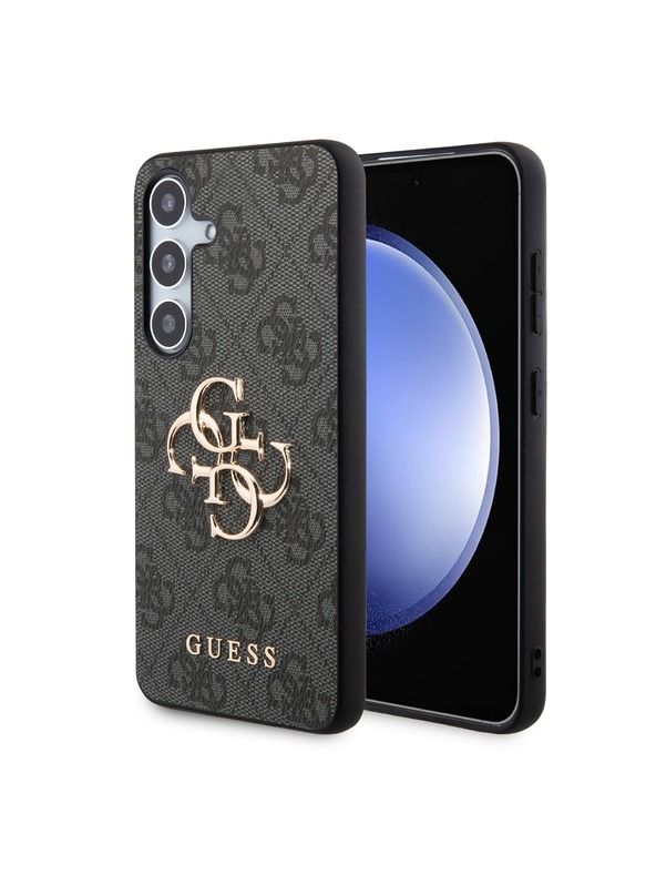 Guess Guess PU 4G Metal Logo Zadný Kryt pre Samsung Galaxy S24+ Grey