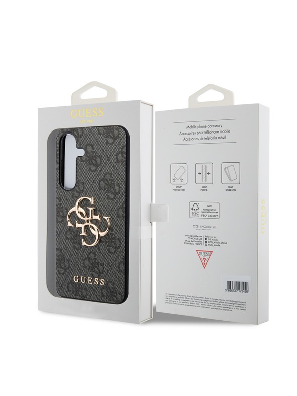 Guess Guess PU 4G Metal Logo Zadný Kryt pre Samsung Galaxy S24+ Grey