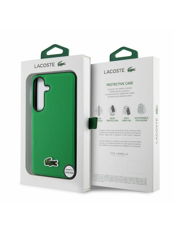 Lacoste Lacoste Iconic Petit Pique Woven Logo MagSafe Zadný Kryt pre Samsung Galaxy S25 Green
