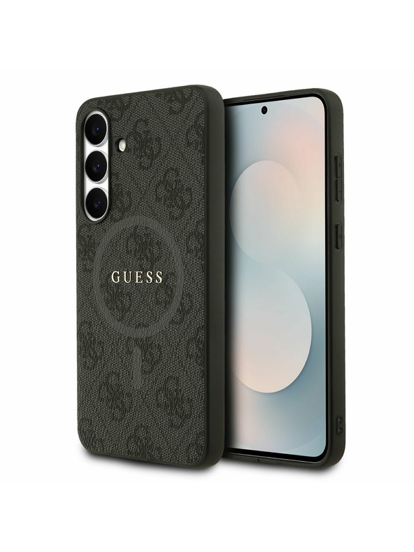 Guess Guess PU Leather 4G Colored Ring MagSafe Zadný Kryt pre Samsung Galaxy S25 FE Black