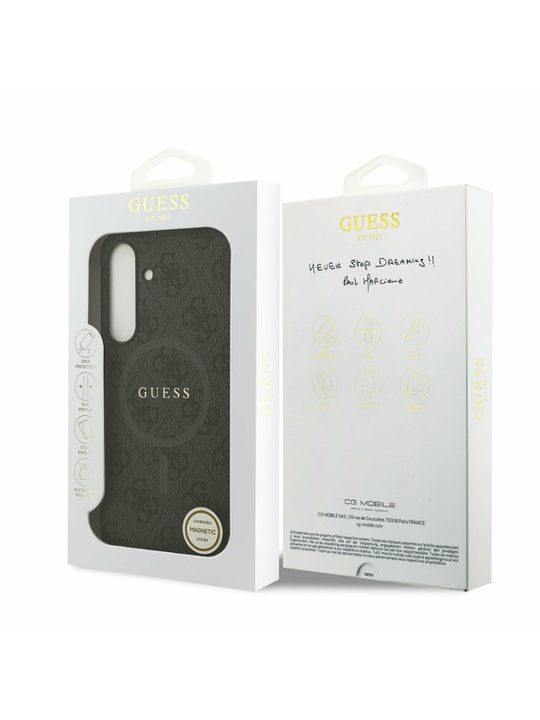 Guess Guess PU Leather 4G Colored Ring MagSafe Zadný Kryt pre Samsung Galaxy S25 FE Black
