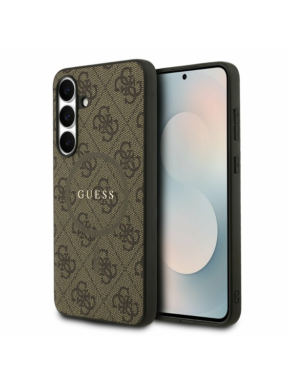 Guess Guess PU Leather 4G Colored Ring MagSafe Zadný Kryt pre Samsung Galaxy S25 FE Brown