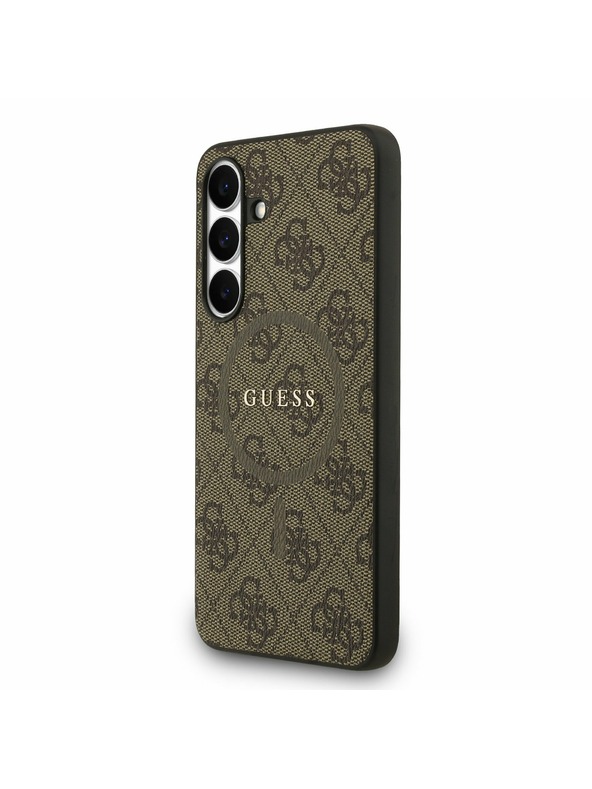 Guess Guess PU Leather 4G Colored Ring MagSafe Zadný Kryt pre Samsung Galaxy S25 FE Brown