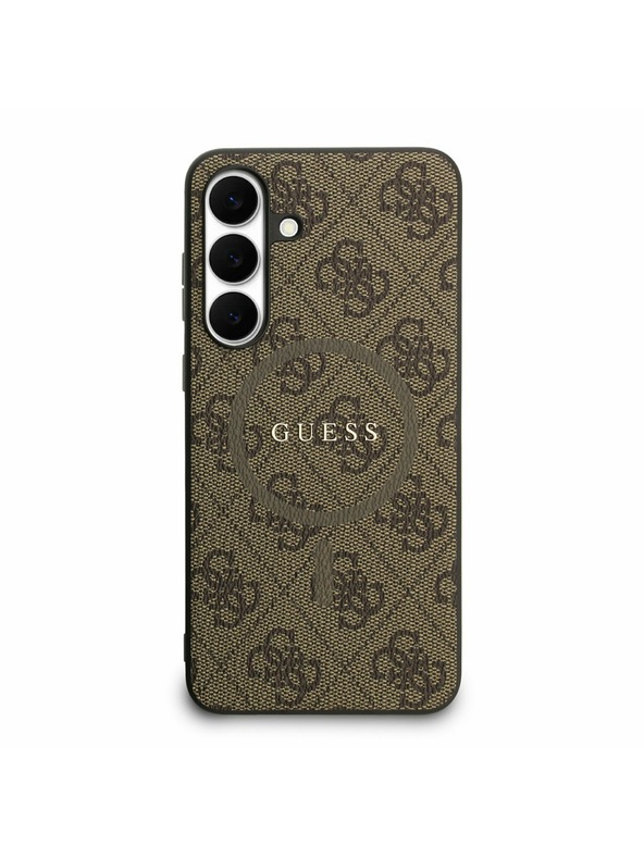 Guess Guess PU Leather 4G Colored Ring MagSafe Zadný Kryt pre Samsung Galaxy S25 FE Brown