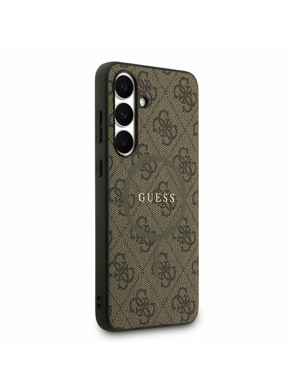 Guess Guess PU Leather 4G Colored Ring MagSafe Zadný Kryt pre Samsung Galaxy S25 FE Brown