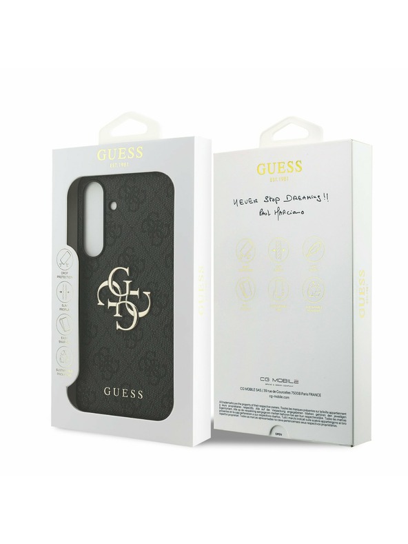 Guess Guess PU 4G Metal Logo Zadný Kryt pre Samsung Galaxy S25 FE Grey